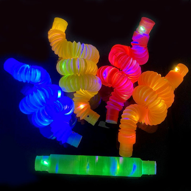 LED Light Stretch Tubes Anti-Stress Sensory Toys Child Autism Decompression  Luminous Pipe Kids Educational Toy